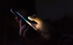 Smart phone in a dark